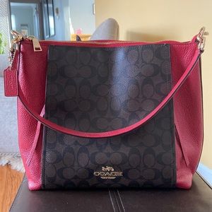 Coach Marlon hobo bag in signature canvas and refined pebble leather (F79993)